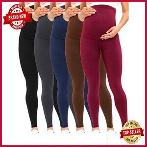 5 Pack Maternity Leggings Yoga Pants Pregnancy Stretchy U-Shaped Waist